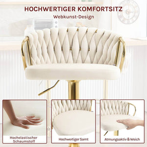 Barhocker Samtstuhl Fussstütze Gold Creme