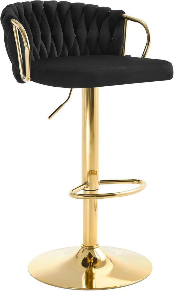 4x Barhocker Samtstuhl Fussstütze Gold Schwarz