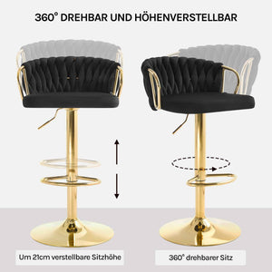 Barhocker Samtstuhl Fussstütze Gold Schwarz