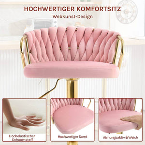 4x Barhocker Samtstuhl Fussstütze Gold Rosa