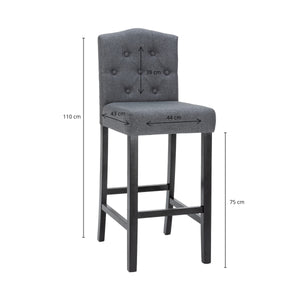 Tabourets de bar WADE, lot de 2, anthracite/noir
