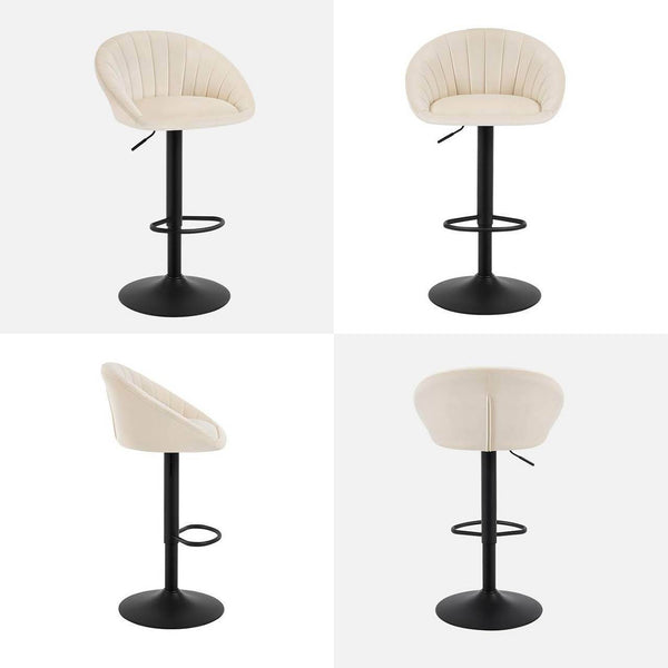 Barhocker höhenverstellbar drehbar mit Rückenlehne Samt Metall Beige
