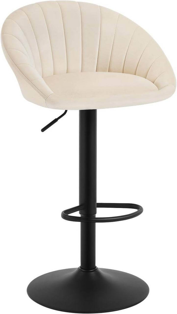 Barhocker höhenverstellbar drehbar mit Rückenlehne Samt Metall Beige