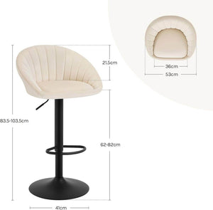 Barhocker höhenverstellbar drehbar mit Rückenlehne Samt Metall Beige