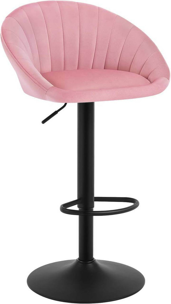Barhocker höhenverstellbar drehbar mit Rückenlehne Samt Metall Rosa
