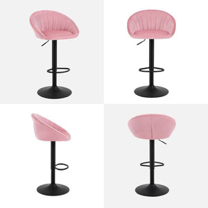 Barhocker höhenverstellbar drehbar mit Rückenlehne Samt Metall Rosa