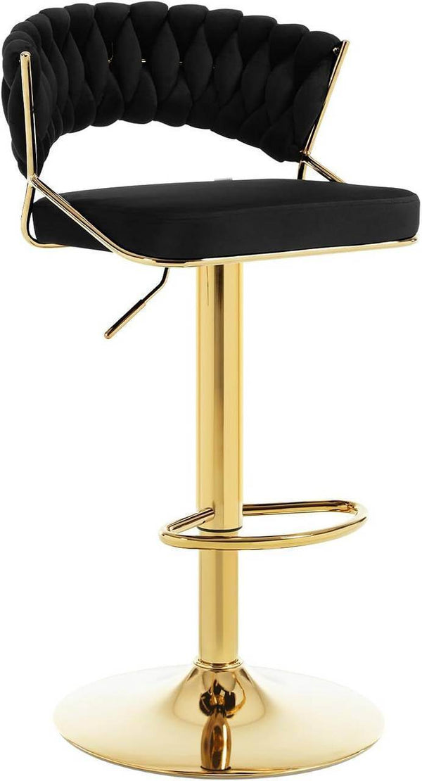 4x Barhocker höhenverstellbar Samt Metall Gold Schwarz