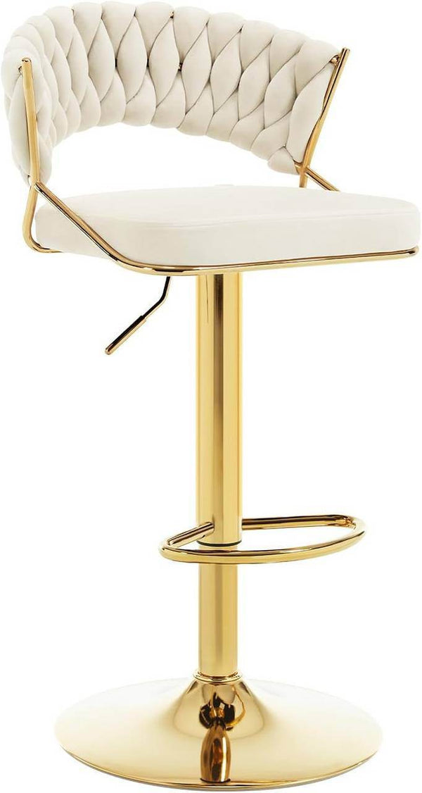 4x Barhocker höhenverstellbar Samt Metall Gold Creme