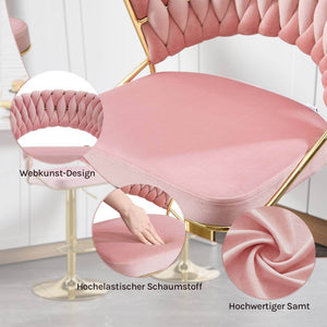 4x Barhocker höhenverstellbar Samt Metall Gold Rosa