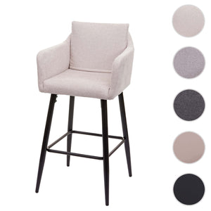 Barhocker mit Fussablage Metall - Stoff/Textil creme-beige