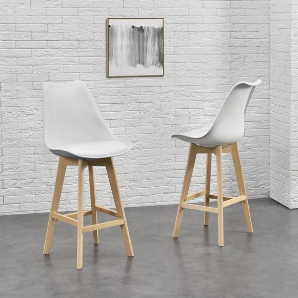 4er-Set Barhocker Barstuhl mit Rückenlehne Lublin Weiss