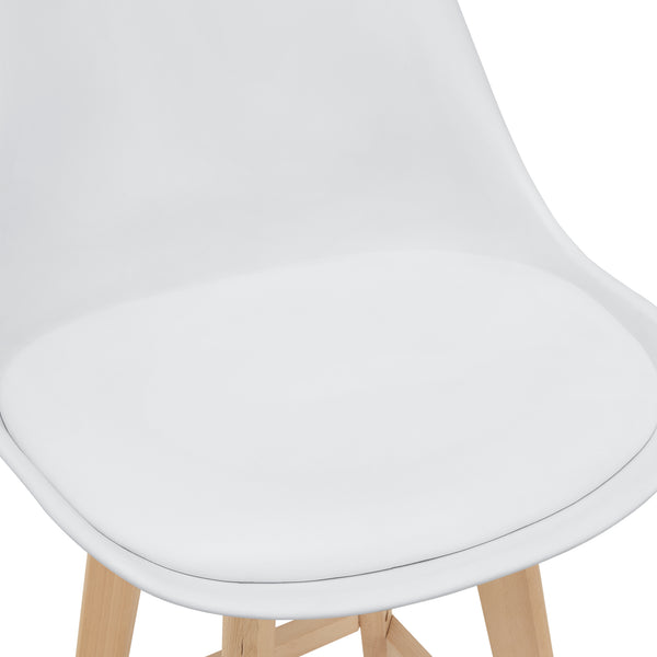 2er-Set Barhocker Barstuhl Lublin mit Rückenlehne Buche-Gestell Weiss