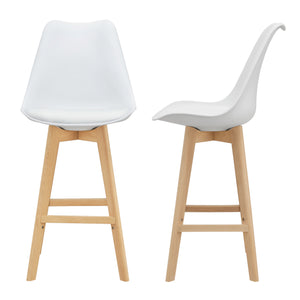 2er-Set Barhocker Barstuhl Lublin mit Rückenlehne Buche-Gestell Weiss