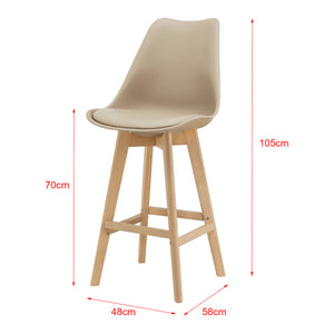 Set di 2 sgabelli da bar Lublin con schienale, struttura in faggio, beige