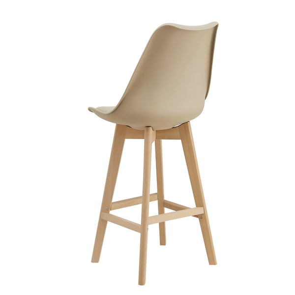 Set di 2 sgabelli da bar Lublin con schienale, struttura in faggio, beige