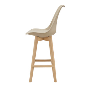 Set di 2 sgabelli da bar Lublin con schienale, struttura in faggio, beige
