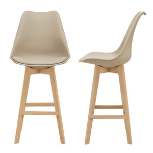 Set di 2 sgabelli da bar Lublin con schienale, struttura in faggio, beige