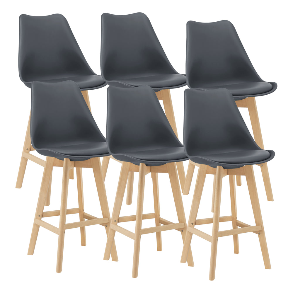 6er-Set Barhocker Barstuhl mit Rückenlehne Lublin Grau
