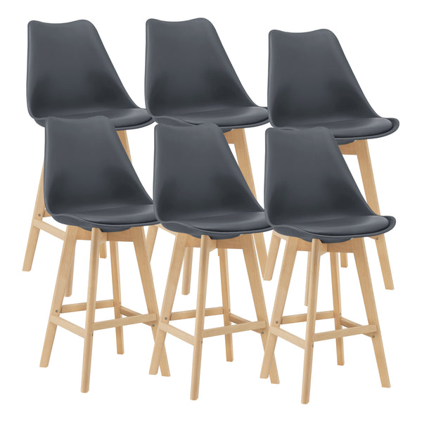 Set di 6 sgabelli da bar con schienale Lublin Grey