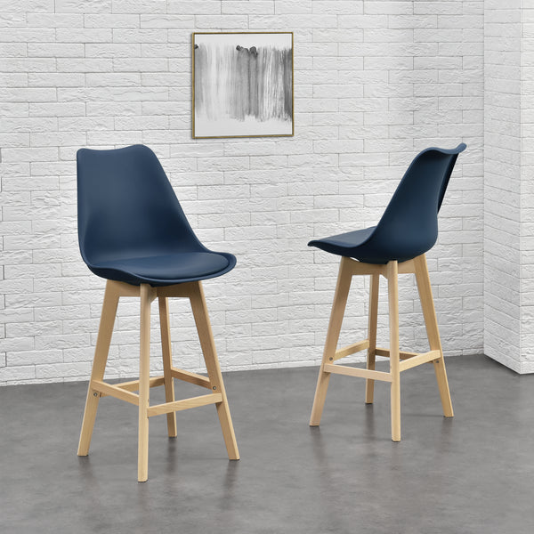 4er-Set Barhocker Barstuhl mit Rückenlehne Lublin Blau