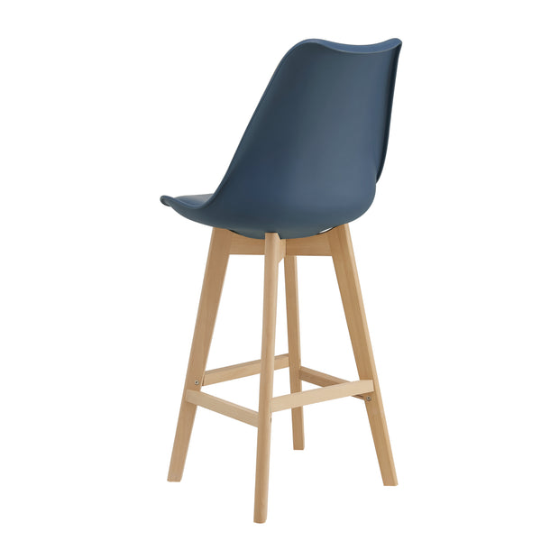Set di 2 sgabelli da bar Lublin con schienale, struttura in faggio, blu