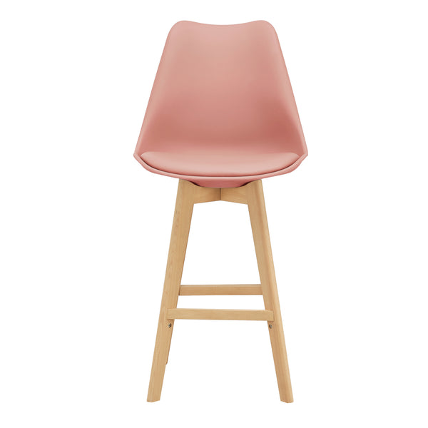Set di 2 sgabelli da bar Lublin con schienale, struttura in faggio, oro rosa