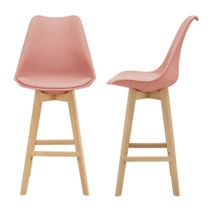 Set di 2 sgabelli da bar Lublin con schienale, struttura in faggio, oro rosa