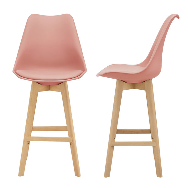 Set di 2 sgabelli da bar Lublin con schienale, struttura in faggio, oro rosa