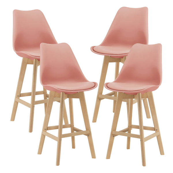 4er-Set Barhocker Barstuhl mit Rückenlehne Lublin Rosé