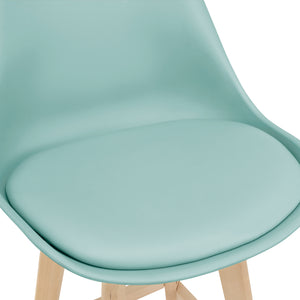 Set di 2 sgabelli da bar Lublin con schienale, struttura in faggio, menta