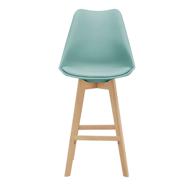 Set di 2 sgabelli da bar Lublin con schienale, struttura in faggio, menta