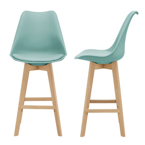 Set di 2 sgabelli da bar Lublin con schienale, struttura in faggio, menta