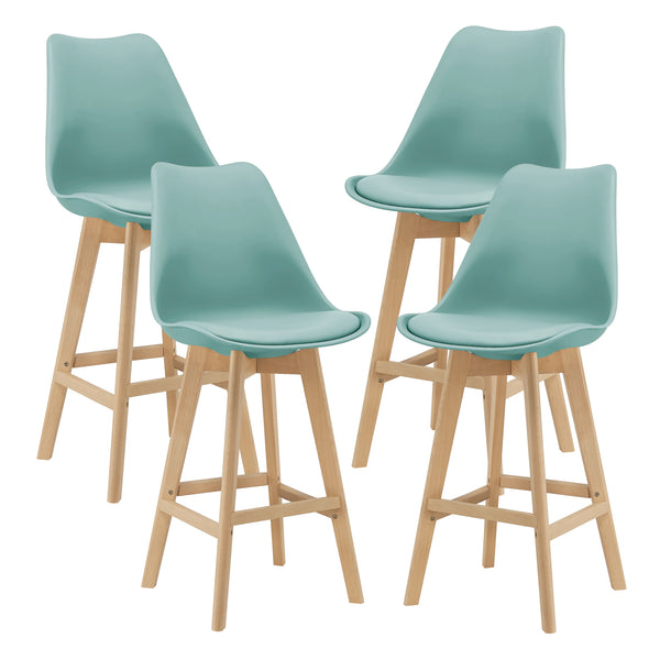 Set di 4 sgabelli da bar con schienale, verde menta Lublin
