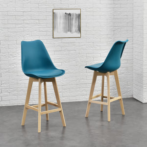 Set di 4 sgabelli da bar con schienale Lublin turchese