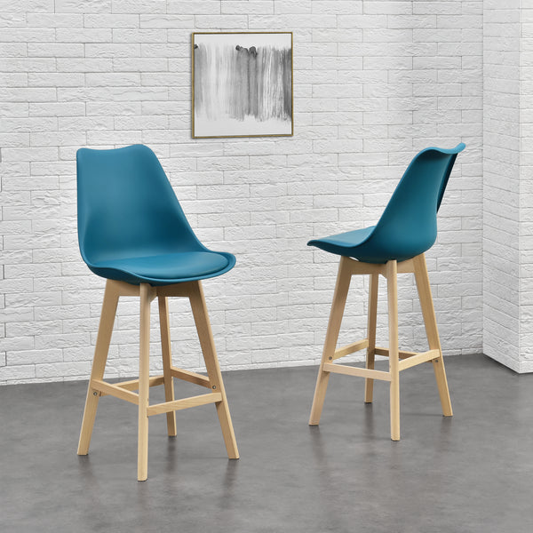 Set di 4 sgabelli da bar con schienale Lublin turchese