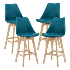 Set di 4 sgabelli da bar con schienale Lublin turchese