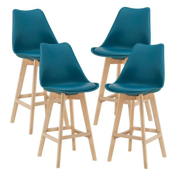 Set di 4 sgabelli da bar con schienale Lublin turchese