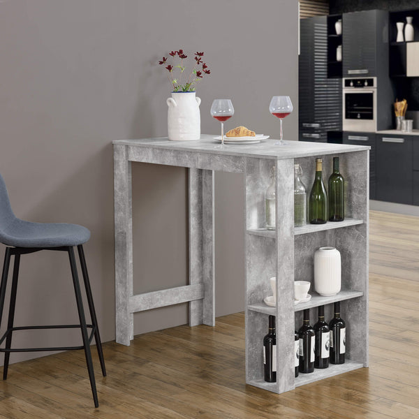 Bancone bar 120x60x106 cm con 3 ripiani, effetto cemento