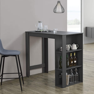 Bancone bar Danderyd 120x60x106 cm con 3 ripiani, grigio scuro