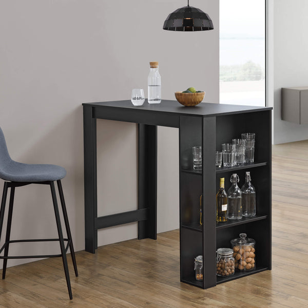 Bancone bar Danderyd 120x60x106 cm con 3 ripiani, nero
