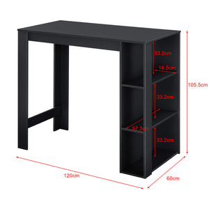 Bancone bar Danderyd 120x60x106 cm con 3 ripiani, nero
