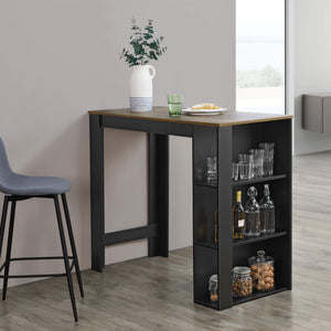 Bancone bar Danderyd 120x60x106 cm con 3 ripiani, nero/legno