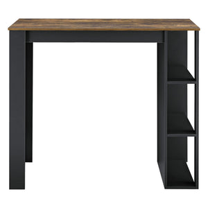 Bancone bar Danderyd 120x60x106 cm con 3 ripiani, nero/legno