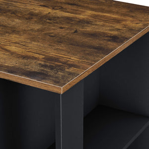 Bancone bar Danderyd 120x60x106 cm con 3 ripiani, nero/legno