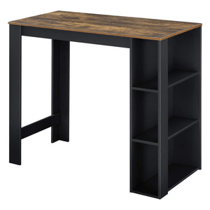Bancone bar Danderyd 120x60x106 cm con 3 ripiani, nero/legno