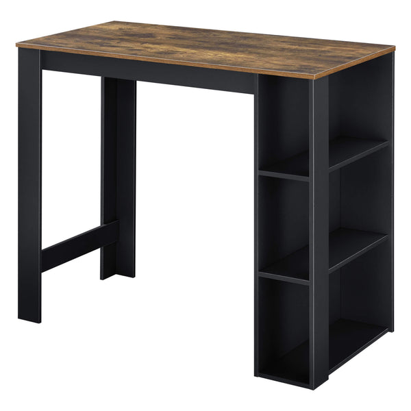 Bancone bar Danderyd 120x60x106 cm con 3 ripiani, nero/legno