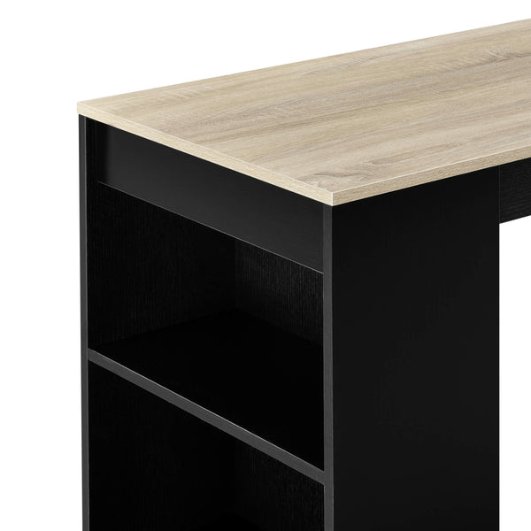 Tavolo da bar 110x50x103 cm con 3 ripiani, nero/rovere