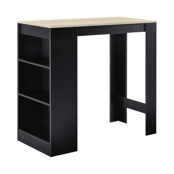 Tavolo da bar 110x50x103 cm con 3 ripiani, nero/rovere
