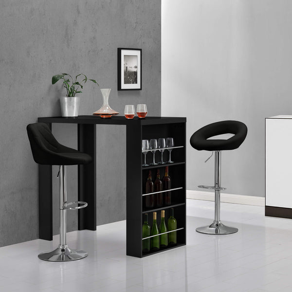 Tavolo da bar Bonn 117 x 57 x 106,5 cm con 3 scomparti, nero 