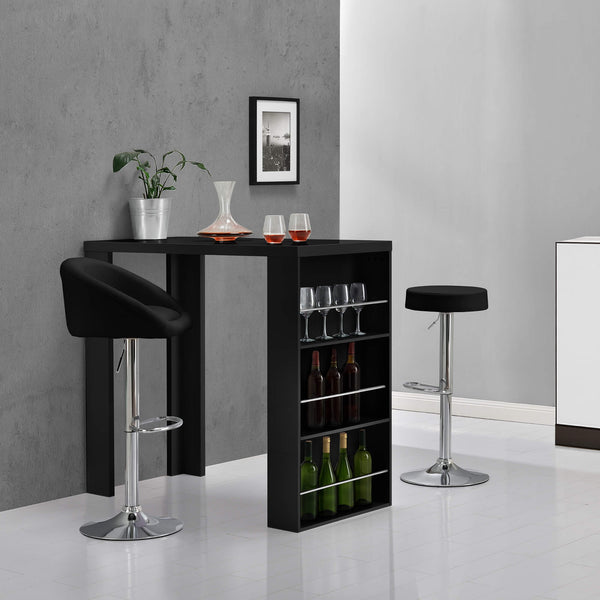 Tavolo da bar Bonn 117 x 57 x 106,5 cm con 3 scomparti, nero 